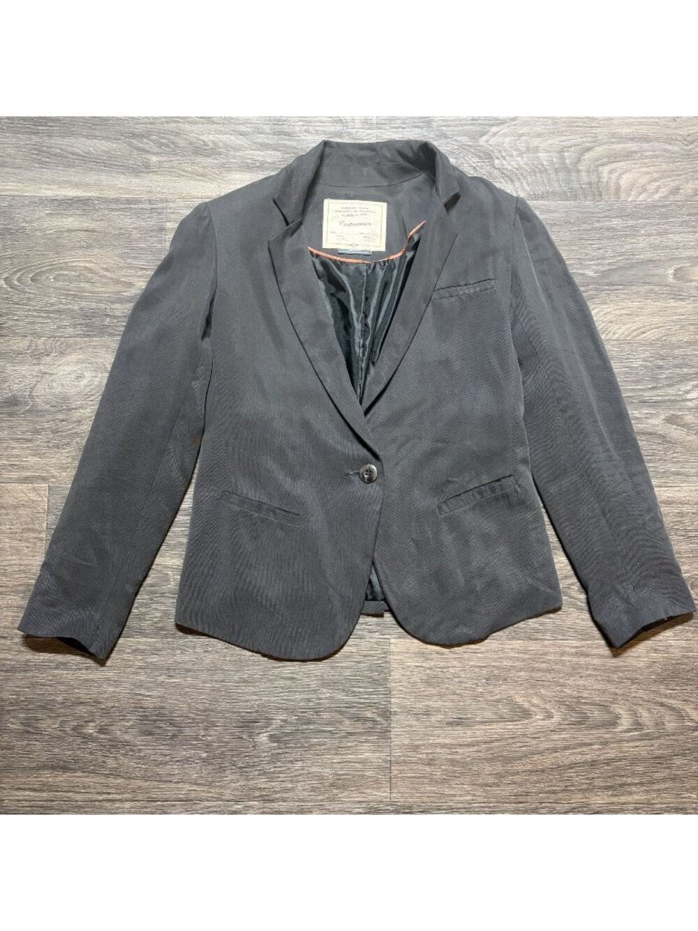 Anthropologie Cartonnier One Button Blazer Size 6 Gray Pockets Preppy Minimalist - Picture 8 of 15